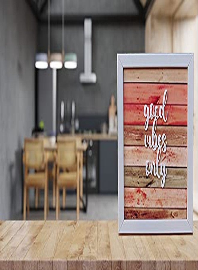 IMI Studios Wooden Good Vibes Only White Acrylic Colored Background Frame for Wall Hangings or Table Decor - Image 2